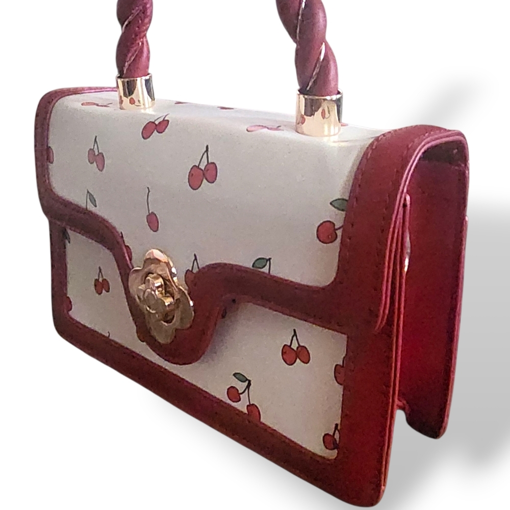 Cherry Print Red Handbag - Picture 3 of 13
